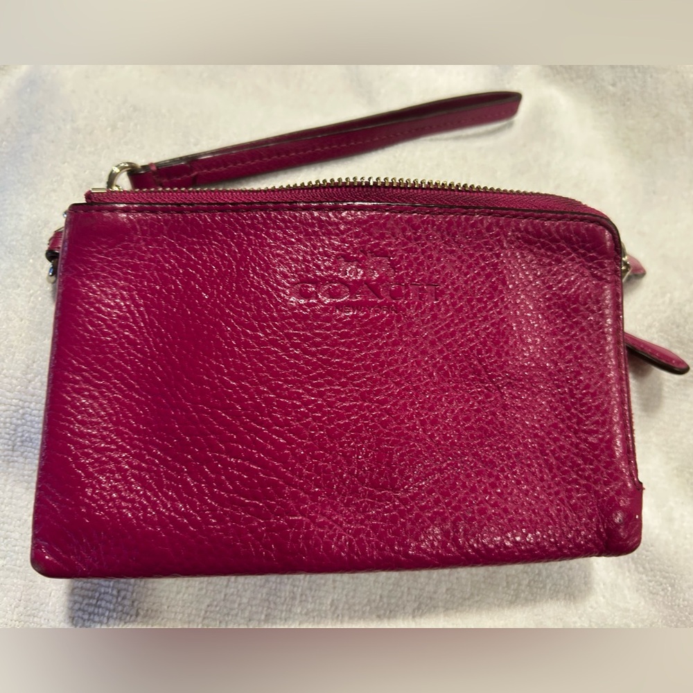 Coach Magenta Leather Wristlet